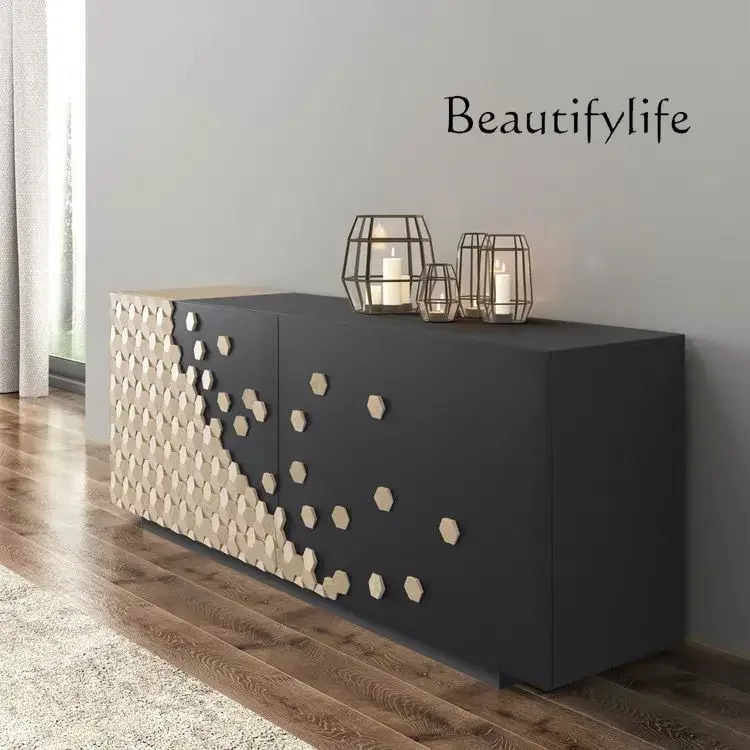

muebles para hogar Nordic Light Luxury Tea Cabinet Designer Creative Villa Sideboard Cabinet Minimalist High-End Entrance Cabine