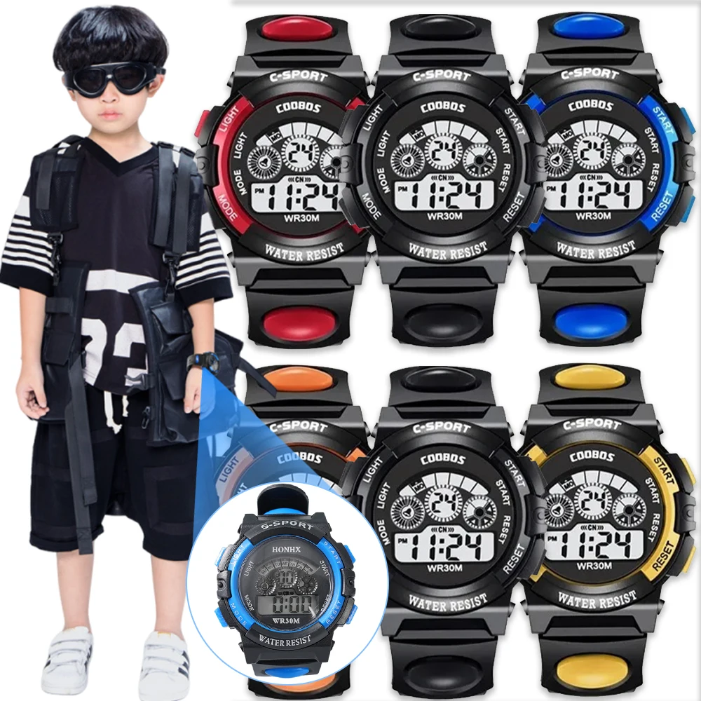 Fashion Sports Kids Watches Fashion LED Digital Watches for Children Silicone Strap Waterproof Luminous Girls Boys Clock Gift
