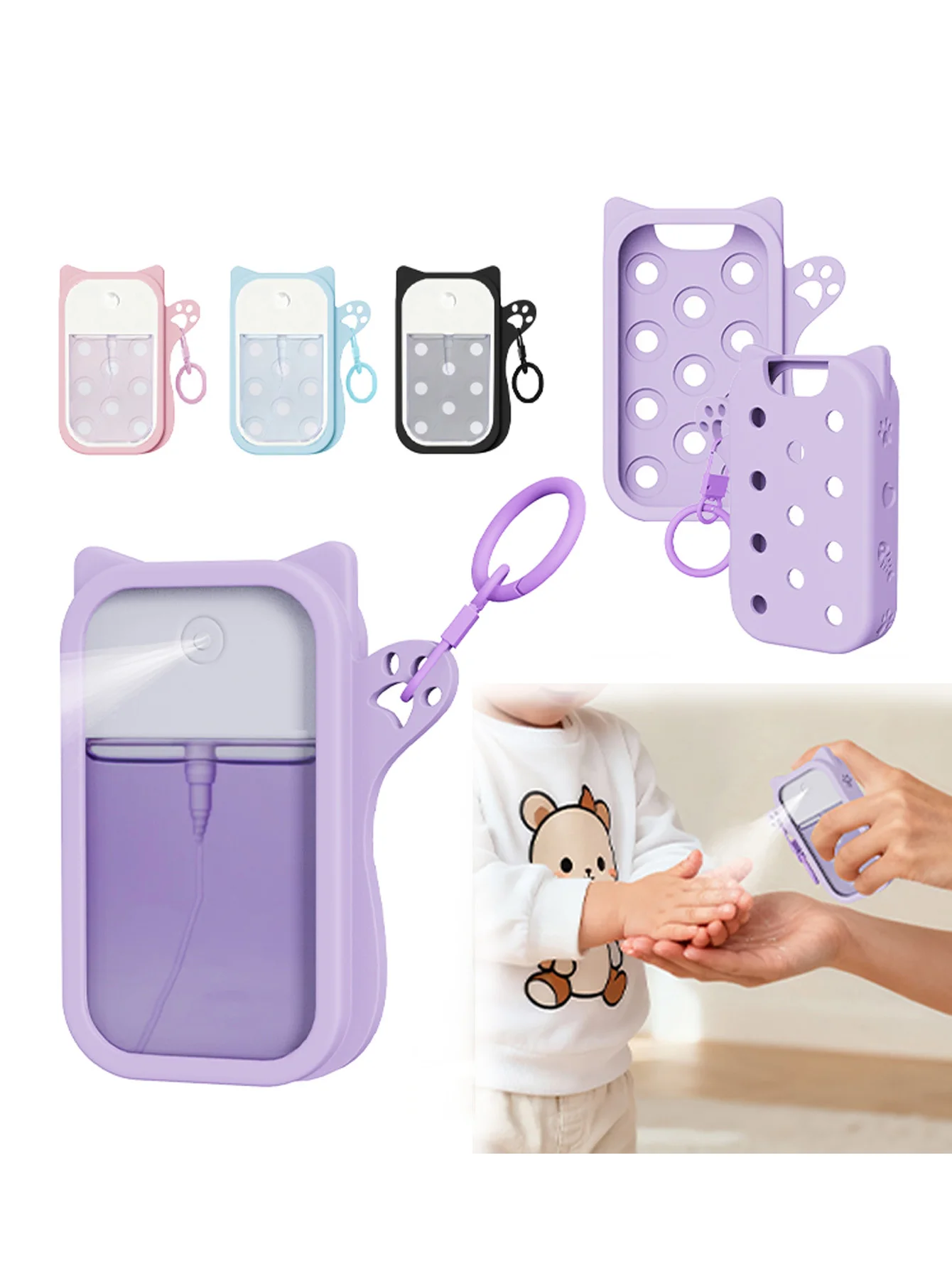 1 bolsa de almacenamiento DIY para botella de spray desinfectante para manos, adecuada para almacenar desinfectante para manos de 1 onza (30 ml), desinfectante para manos desechable