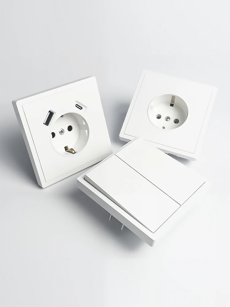 Prise murale Schuko, norme UE 16A 250V - 80×80mm, grande carte PC, prise murale moderne