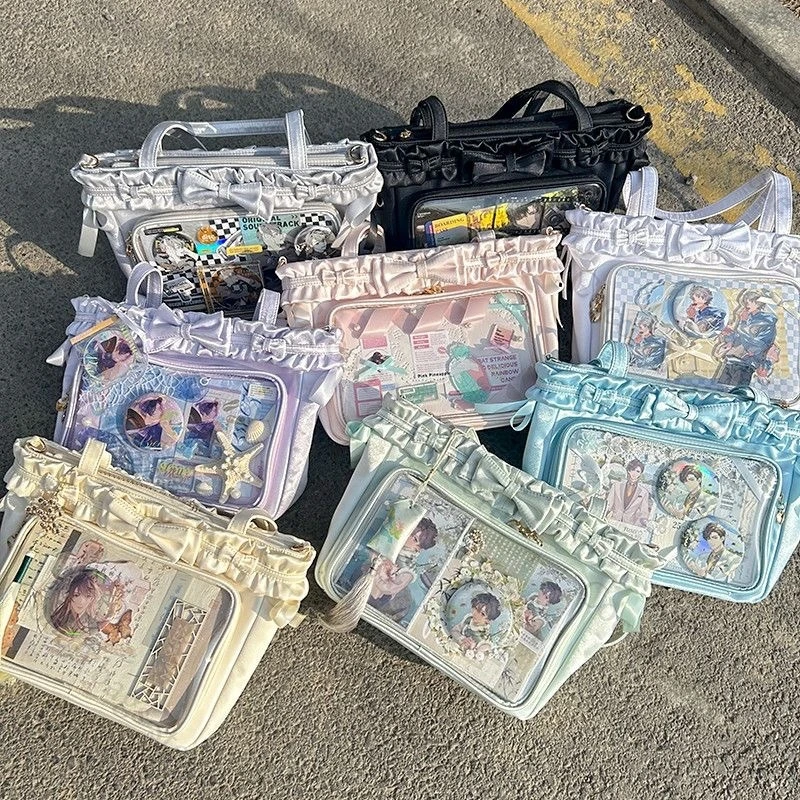 

Kawaii Lolita Bag PU Leather Ita Bag Tote Bag with Transparent Pocket Shoulder Bag Itabag Women's Bag Women's Shoulder Bag
