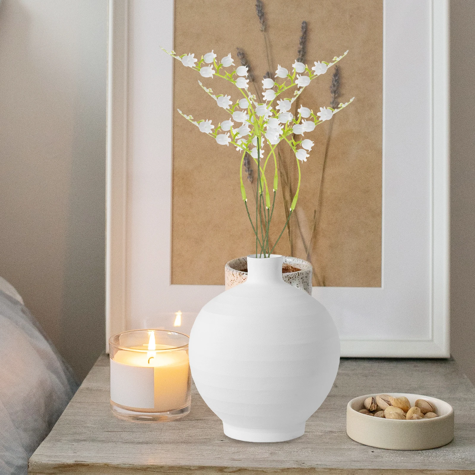 

10pcs Artificial Small Lily Branches Realistic Green Plant Stems Decorative Faux Flowers Home Office Bar Party