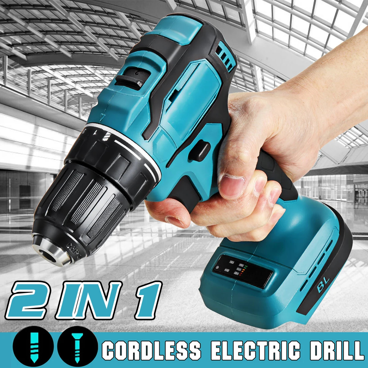 Drillpro 10 mm kabellose bürstenlose elektrische Bohrmaschine mit 21+1 Drehmomenteinstellung,
