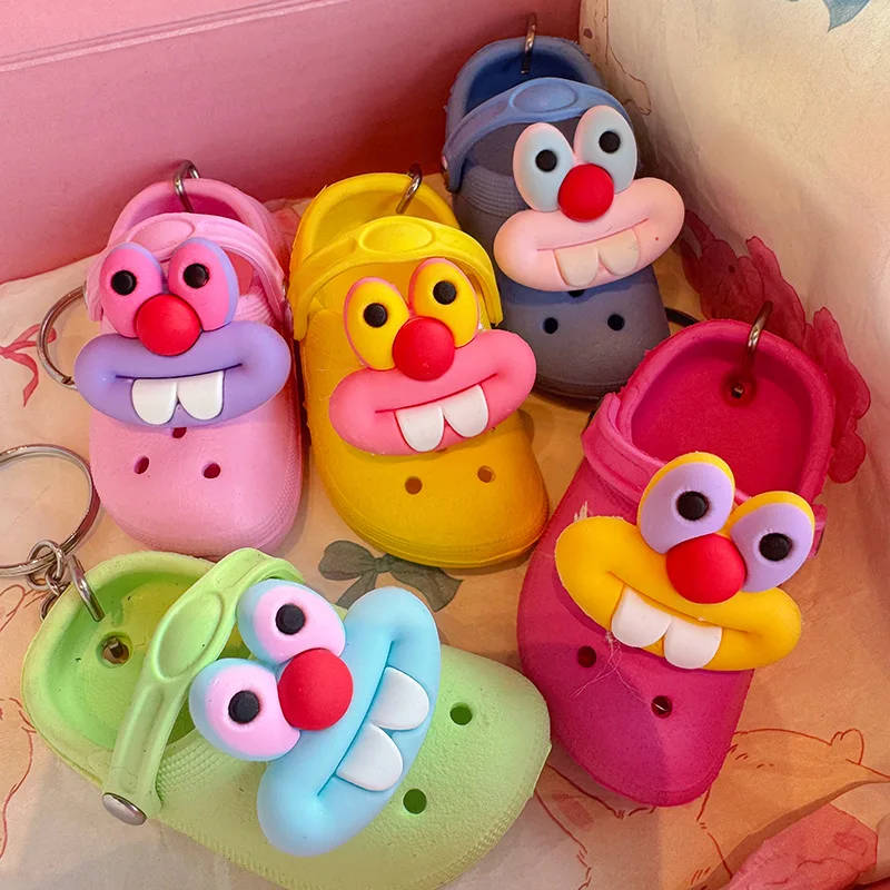 

New Weird Funny Mini Slippers Hole Shoes Cute Keychain Backpack Pendant Ornament Gifts