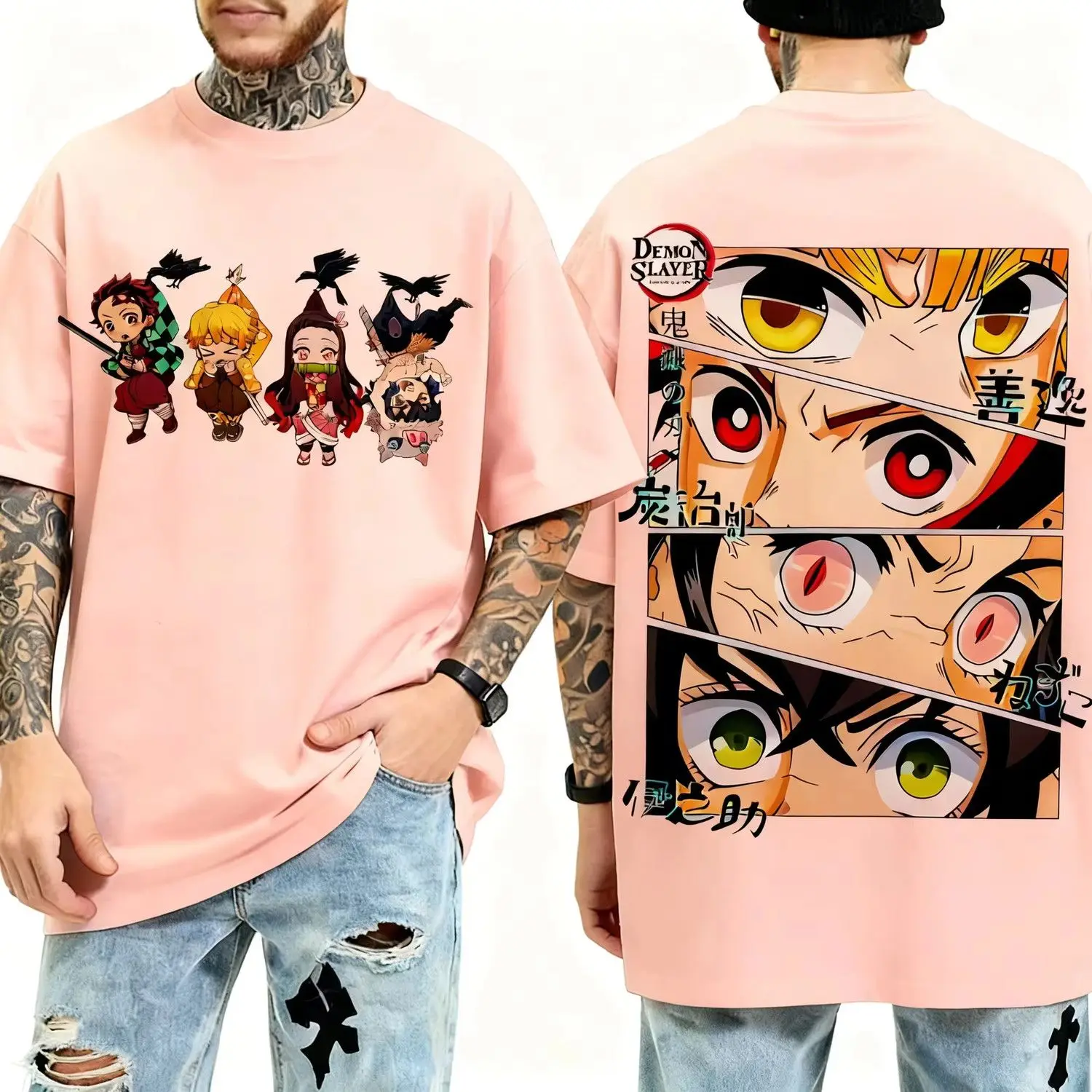 Japanese Anime T-shirt Demon Slayer Blade T-shirt Men's Cartoon Street Clothing T-shirt Handsome Thin Style High End Personality