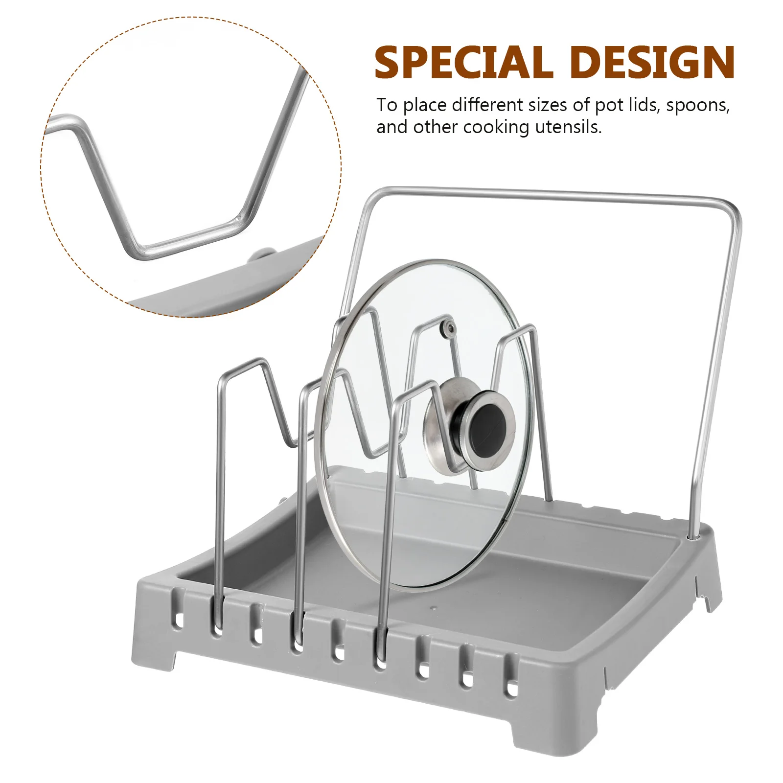 

2pcs Kitchen Storage Rack For Pots Lids Cutting Boards Pan Organizer Holder Heavy Duty Space Saving Divider Design No Tools