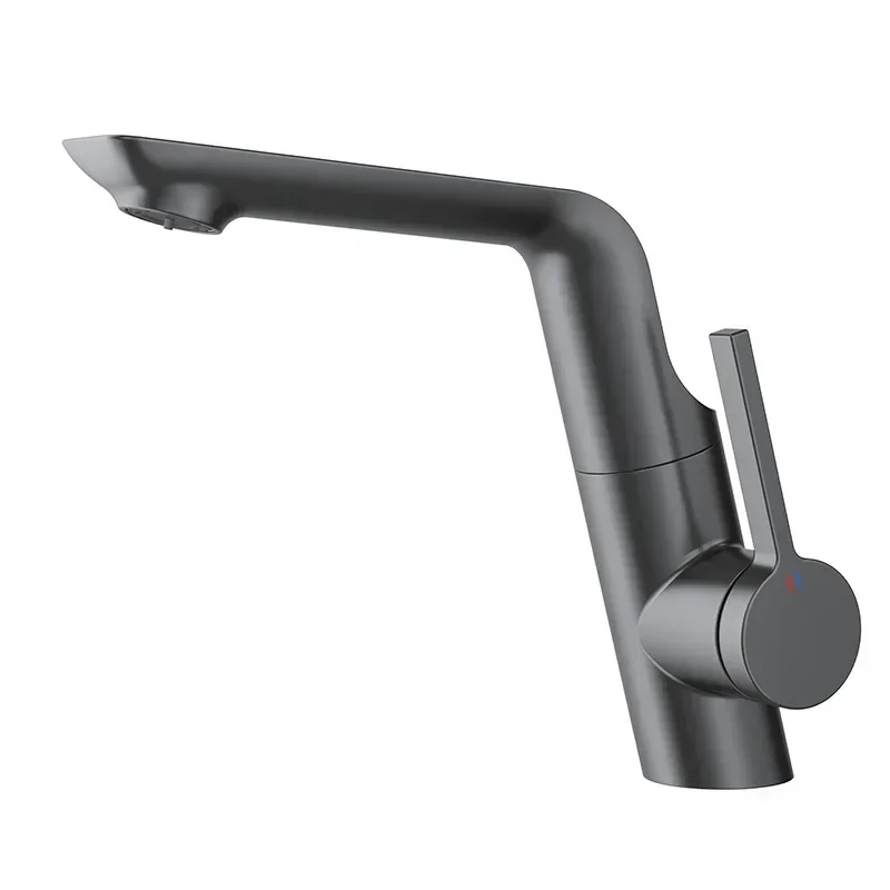 

All-copper washbasin faucet gun gray hot and cold household bathroom washstand rotatable faucet MT2511
