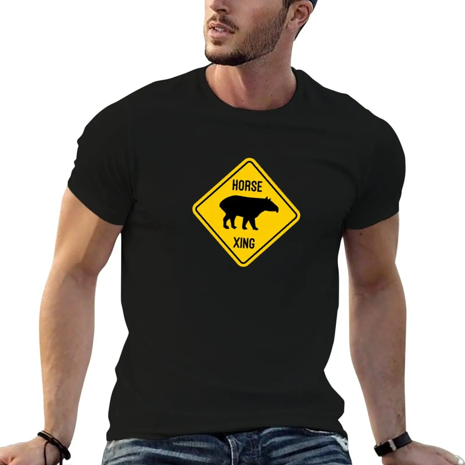 

Horse Crossing - Funny Ex-Mormon Design with Tapir T-Shirt t shirt custom print t shirt for man 100 percent cotton T-Shirt