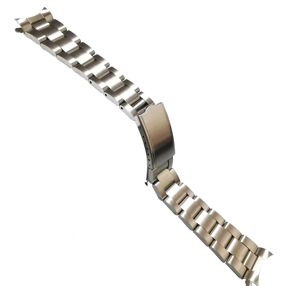 316L Stainless Steel Brushed Silver 18mm 19mm 20mm 21mm Oyster Curved End Watch Strap Band Bracelet For Seiko Watch