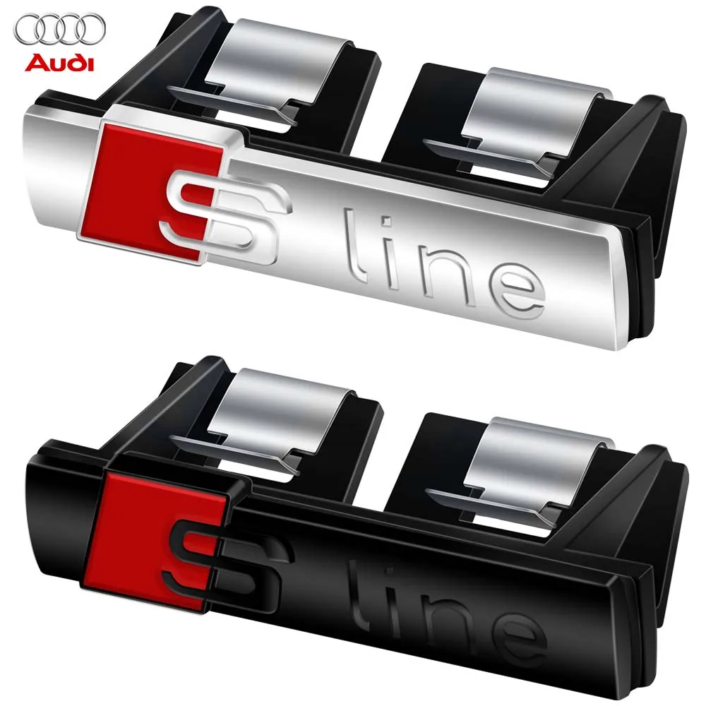 3d Metalen Sline Badges Auto Front Grille Embleem Lichaam Kofferbak Decoratie Sticker Voor Audi S Lijn A3 A4 B8 8P 8V B6 A5 A6 C7 Q5 B9 B7