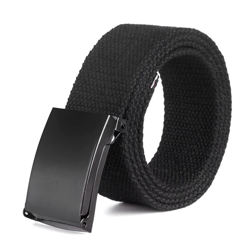 110CM Canvas Belts For Men Outdoor Hunting Jeans Designer Adjustable Military Automatic Buckle Solid Fashion Waistband 18 Colors