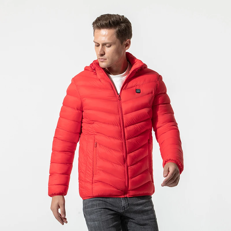 Chaqueta de calefacción inteligente para hombre, ropa de calefacción con carga USB, abrigo con capucha de color sólido, parka cálida impermeable para invierno, 5XL, novedad de 2023