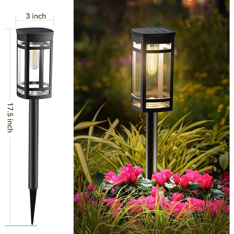 12 حزمة من مصابيح الطاقة الشمسية الخارجية المقاومة للماء لممر الحديقة والممر وساحة الحديقة وإضاءة المناظر الطبيعية المزخرفة مع دافئة