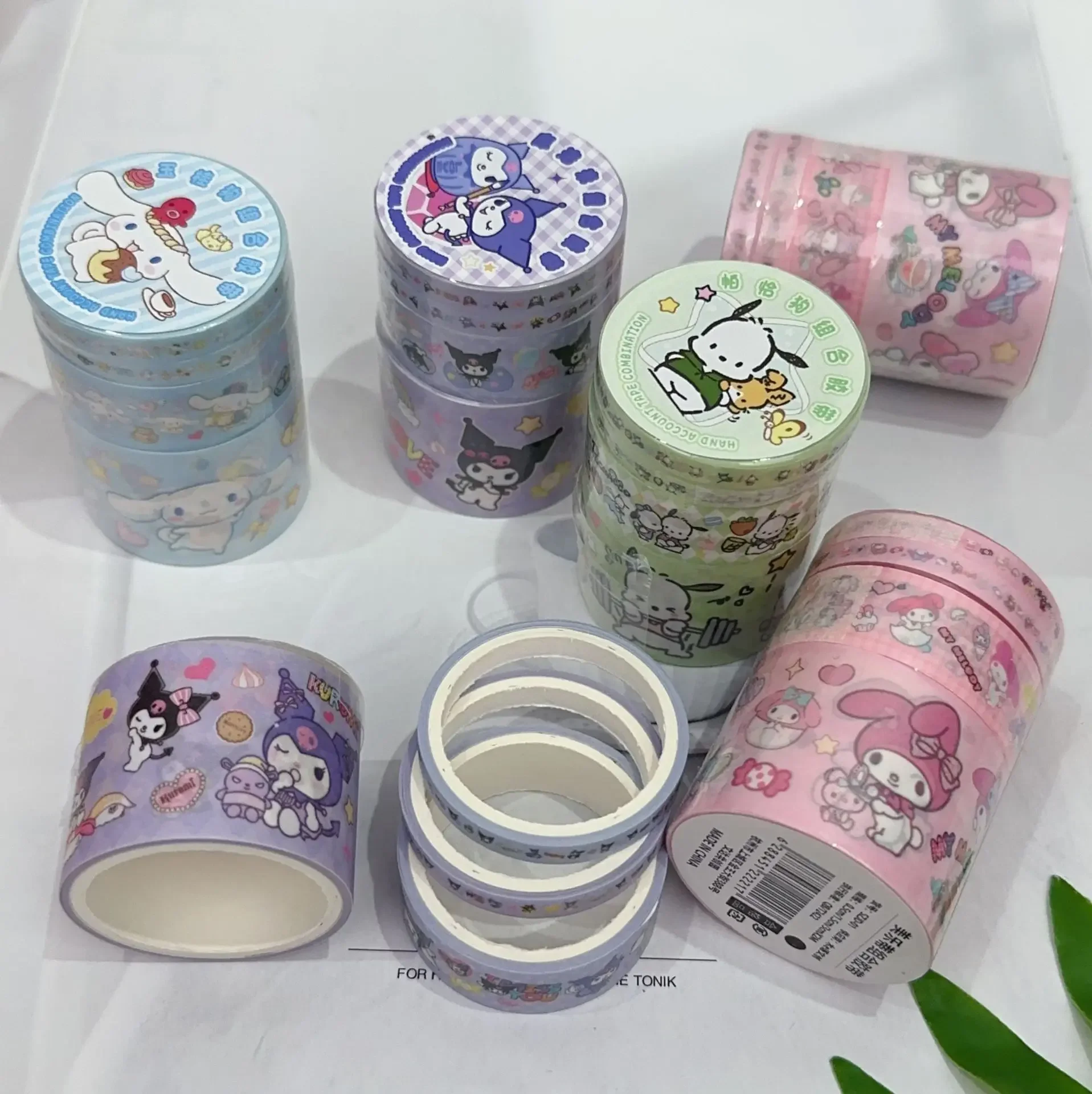 4er-Set Sanrio Mymelody Kuromi Cinnamoroll Pochacco Kawaii Cartoon Charakter Dekoration selbstklebendes Masking Washi Tape Kinder Geschenk