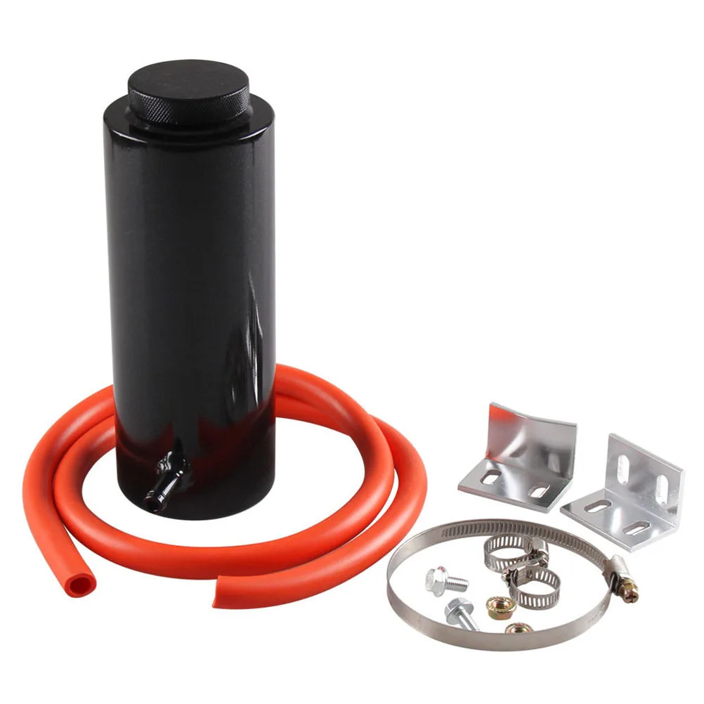 Tanque de desbordamiento de refrigerante, botella de depósito de radiador de aluminio de 800ml, tanque de expansión negro de alta resistencia y resistente al desgaste, ligero