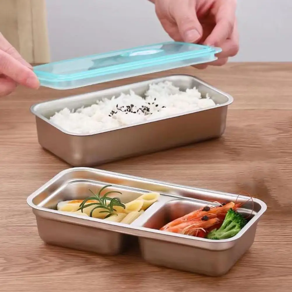 

1/2Pcs Snack Box Double Compartment Seasoning Container Stainless Steel Container Anti-Leak Lunch Box Sauces Dressings Box