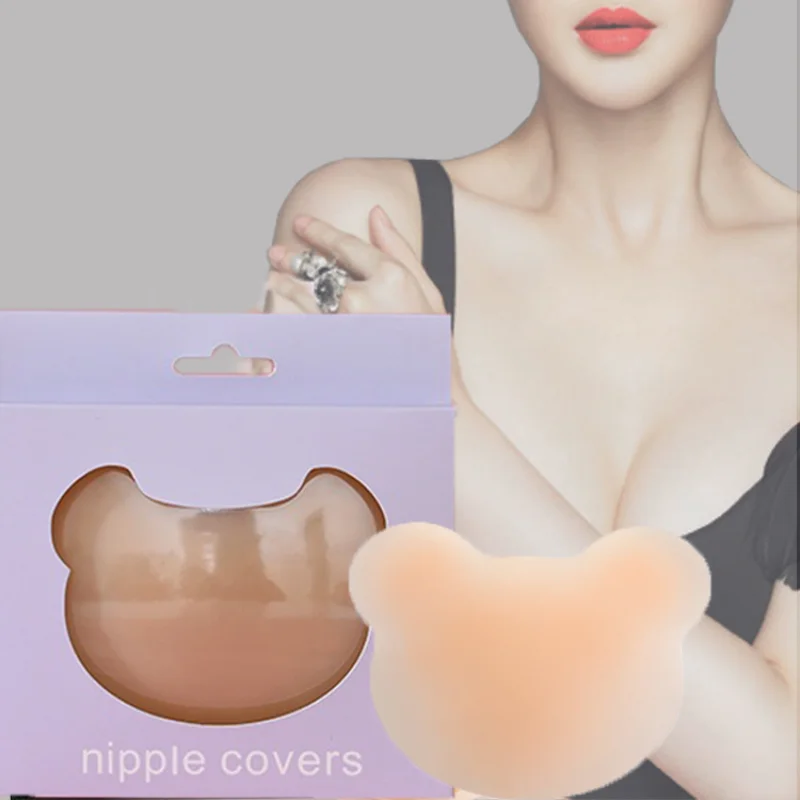 Silicone Nipple Cover Bear Reusable Bra Sticker Breast Petal for Women Invisible Boob Pads Chest Pasties Intimates Accessories