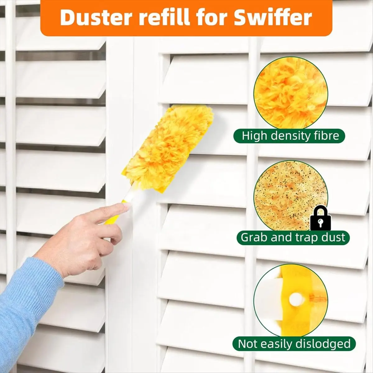 AA77 NEW 30 Pack 360 Dusters Refills for Dusters, Duty Duster Kit Disposable Dusters Refills with 1 Handle Orange Yellow