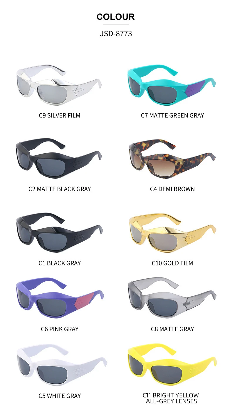 Übergroße Y2K Punk Sonnenbrille für Damen und Herren Neue 2000er Vintage Trend Steampunk Sonnenbrillen Sport-Schildbrille UV400-Schutz – Detail 18