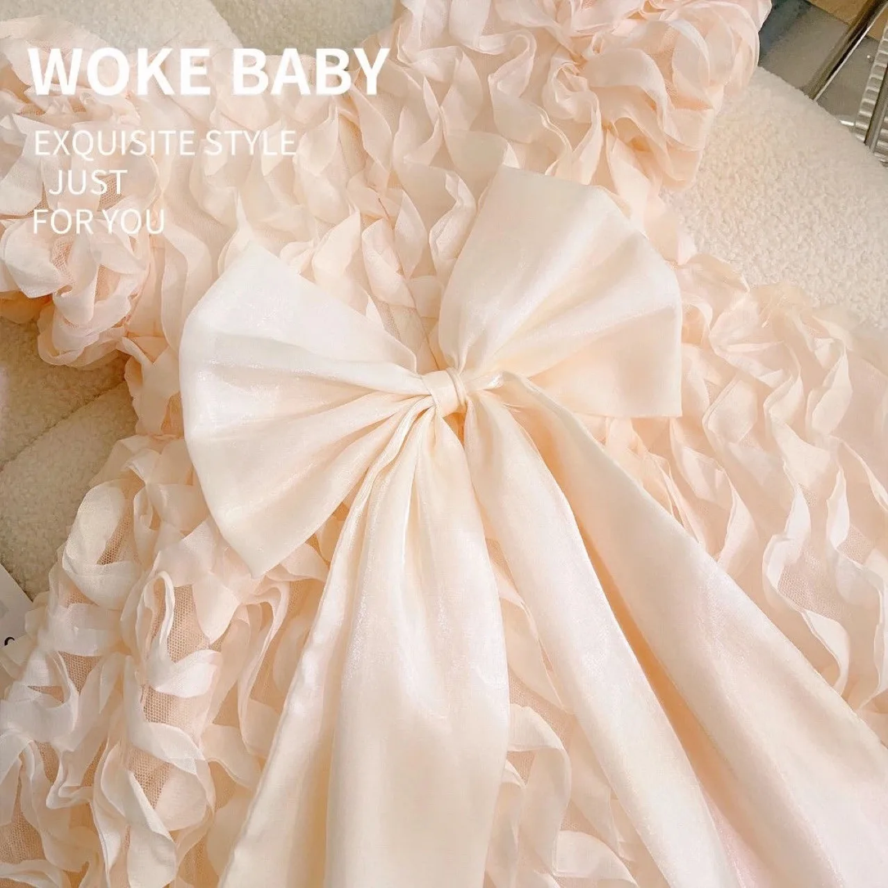Girls dress summer new foreign style children's skirt little girl bubble sleeve princess dress
