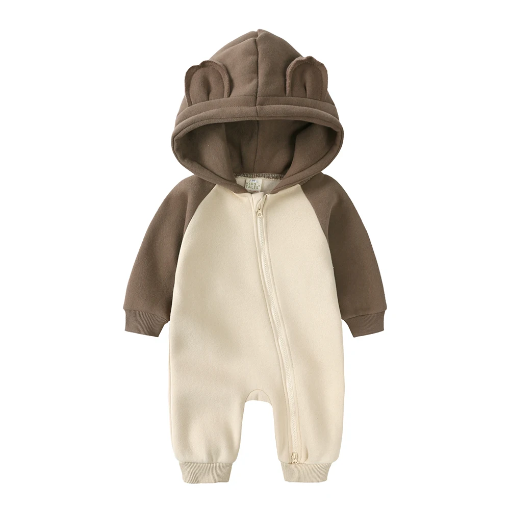 0-24M Nette Neugeborene Baby Strampler Winter Verdicken Fleece Warme Kleidung Infant Mit Kapuze Bär Onesie Kleinkind Junge mädchen Overalls Pyjamas – Detail 2