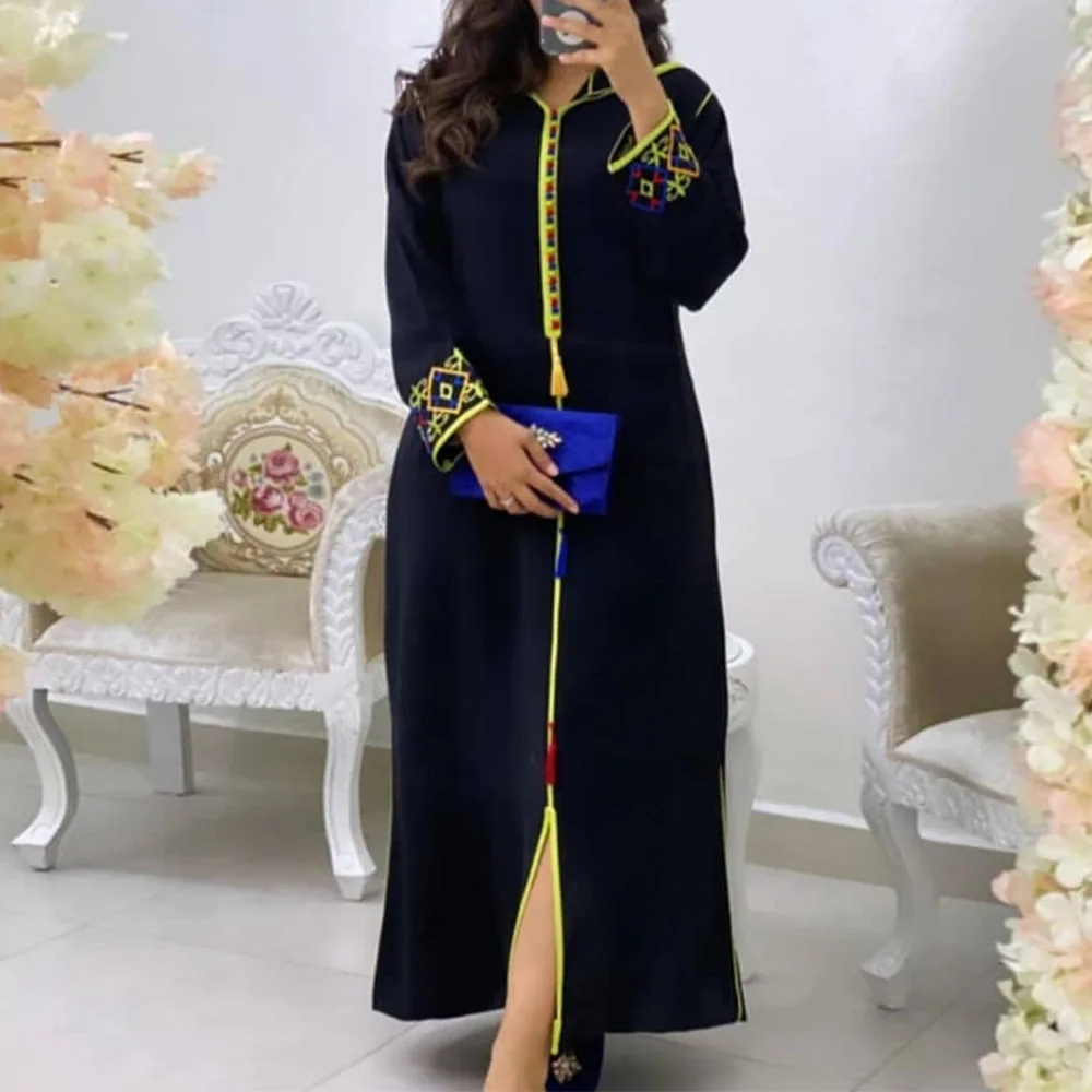 Jellaba Dress Kaftan Women Embroidery Floral Dubai Abaya hijab Hooded Elegant Islam Muslim Long Dresses Maxi Robe Femme 2023