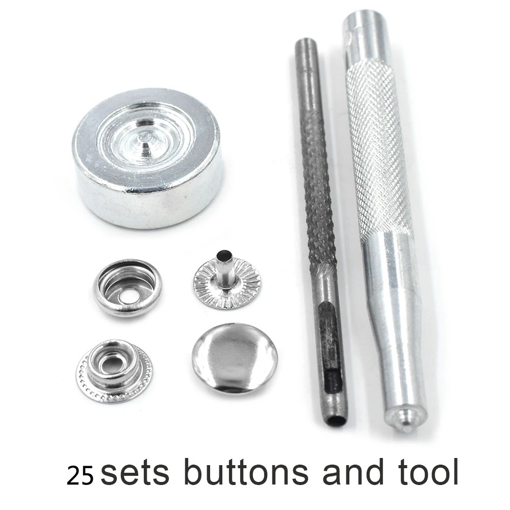 103pcs Stainless Steel Canvas Snap Fastener Kit With Tools Snap Fastener, Used For Boat Cover, Sewing Leather, Tent
