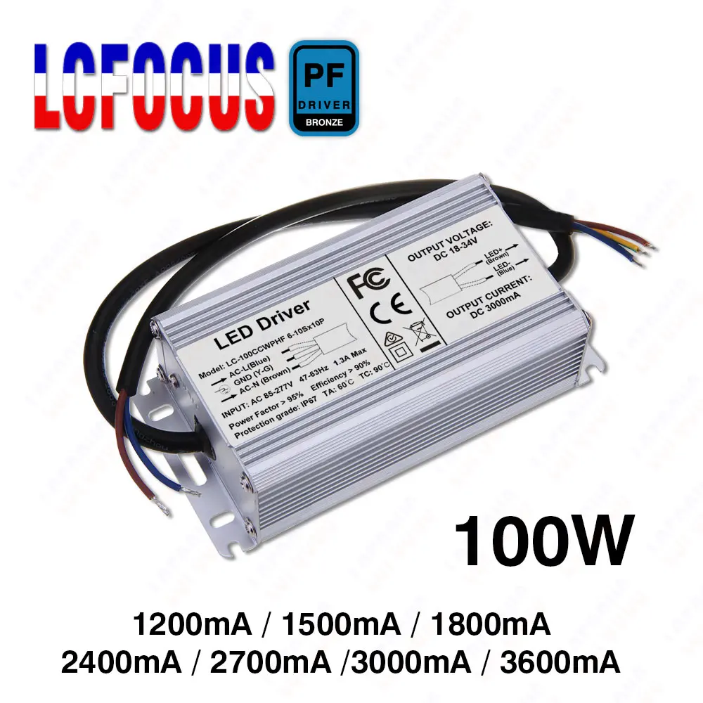 

100W 120W LED Driver IP67 Waterproof 100 120 W Watt Lamp Transformers 1500mA 3000mA 3600mA 4200mA For Grow Light Floodlight