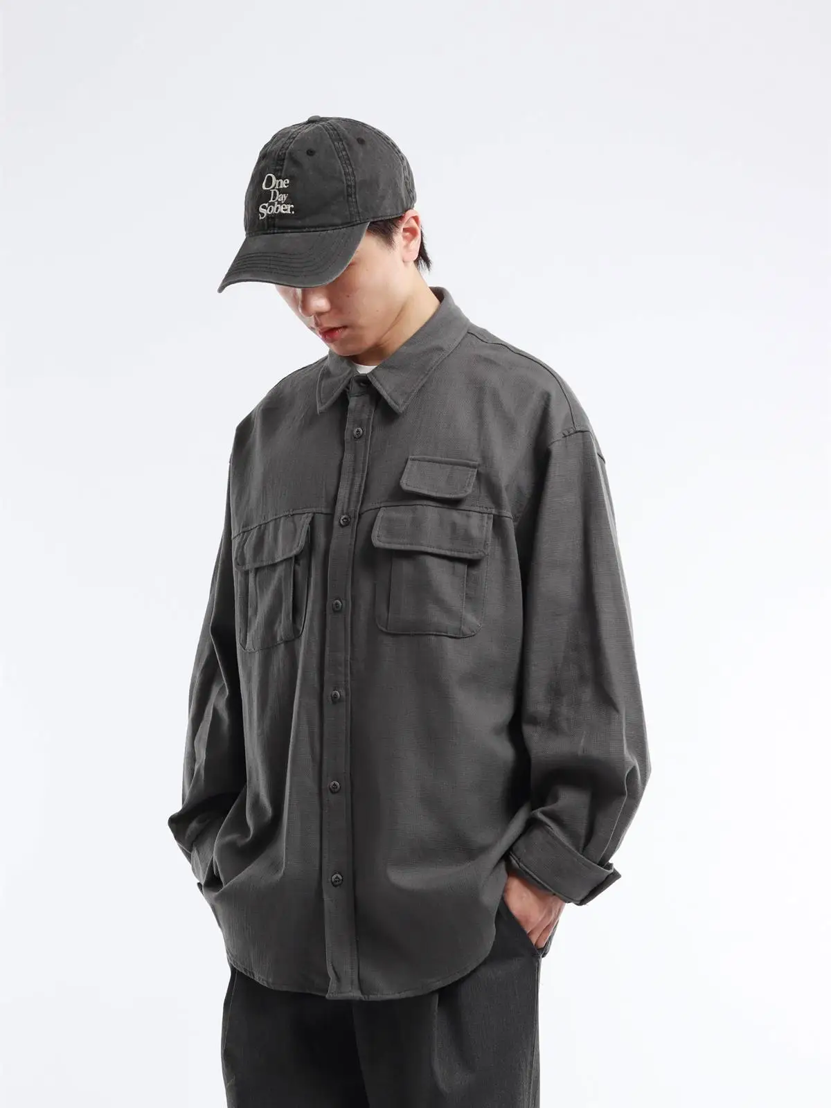 Retro Japanese Style Men's Casual Long Sleeve Cotton Shirt Loose Fit Multi Pocket Workwear Comfortable Breathable Fall 2026