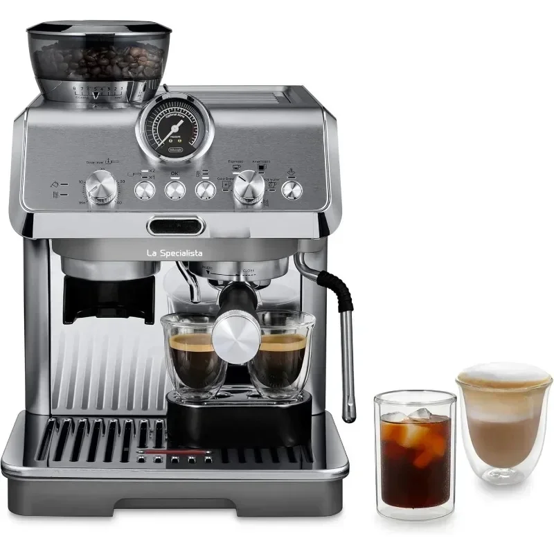 

Espresso Machine with Cold Brew, Manual Milk Frother, Barista Kit for Latte Cappuccino Built-in Grinder