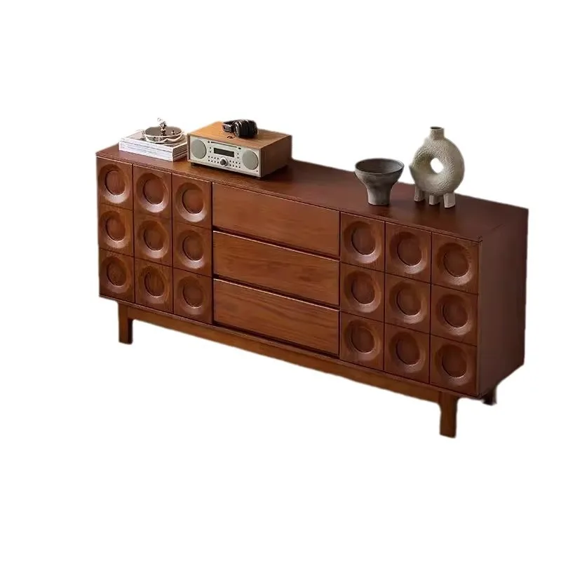 

dining side cabinet household living room retro wall locker medium antique ash wood solid wood storage side cabinet