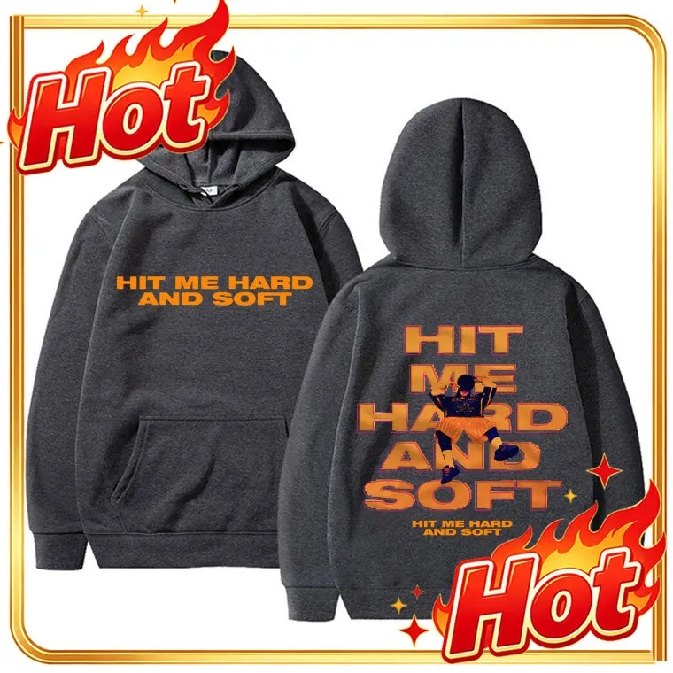 Sweat à capuche imprimé double face de la tournée Hit Me Hard and Soft 2024, pour hommes et femmes, style hip-hop, pull décontracté, streetwear oversize pour hommes