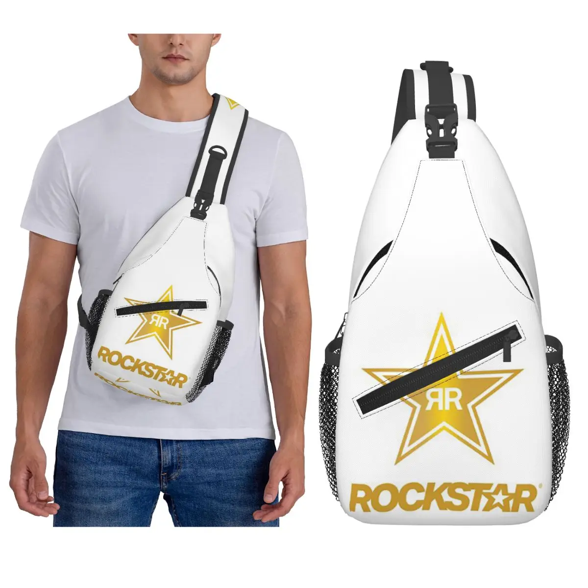 حقيبة صدر للرجال من Rockstar Energy Drink حقيبة ظهر كروس للرجال حقيبة صدر للسفر والمشي لمسافات طويلة حقيبة كتف يومية #4
