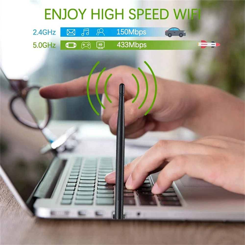 Free Driver Blue Tooth 4.2 Wireless Usb Adapter 5ghz /2.4ghz Dual Band Usb Dongle Wifi Adapter 2dBi External Antennas