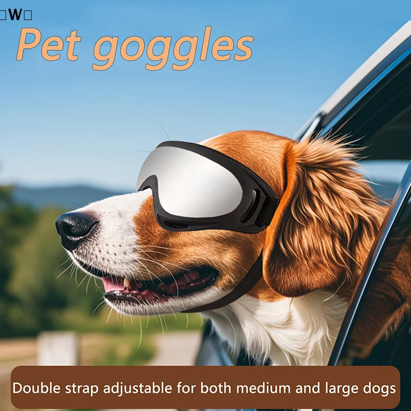 〔W〕Dog Goggles Medium Large Breed Dog Sunglasses Adjustable Straps UV Protection Eyewear For Dog Puppy Outdoor Riding Driving