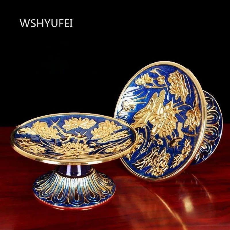 1pc Alloy Lotus Offering Fruit Plate Buddhist Temple Offerings Utensils Lotus Decorative Plate Chinese Style Home Snack Plate