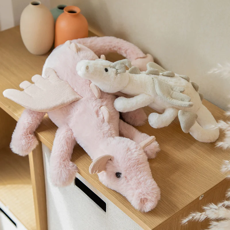 1pc 30-90cm Flying Dragon Cartoon Plush Toy With Wings Blue Green White Pink Long Dragon Plush Toy Pillow Gift For Boys Girls