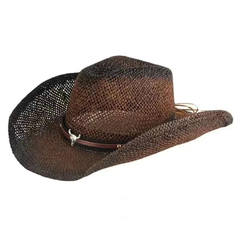 

Handmade Weave Hollow Western Cowboy Hat For Men Women Summer Outdoor Cowgirl Beach Sun Straw Hat sombrero hombre