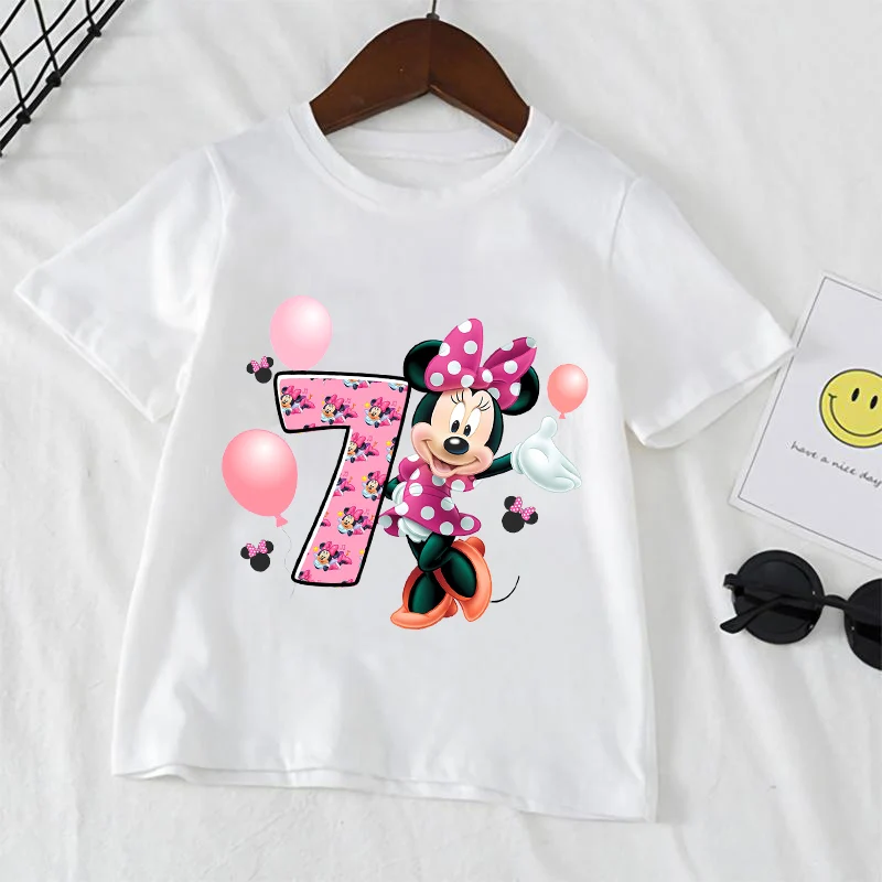 Mickey Minnie Mouse Clothes Children Summer T Shirt Print Cartoon Boy Girl Short-Sleeve Tops Baby Tee Clothing Kid Birthday Gift