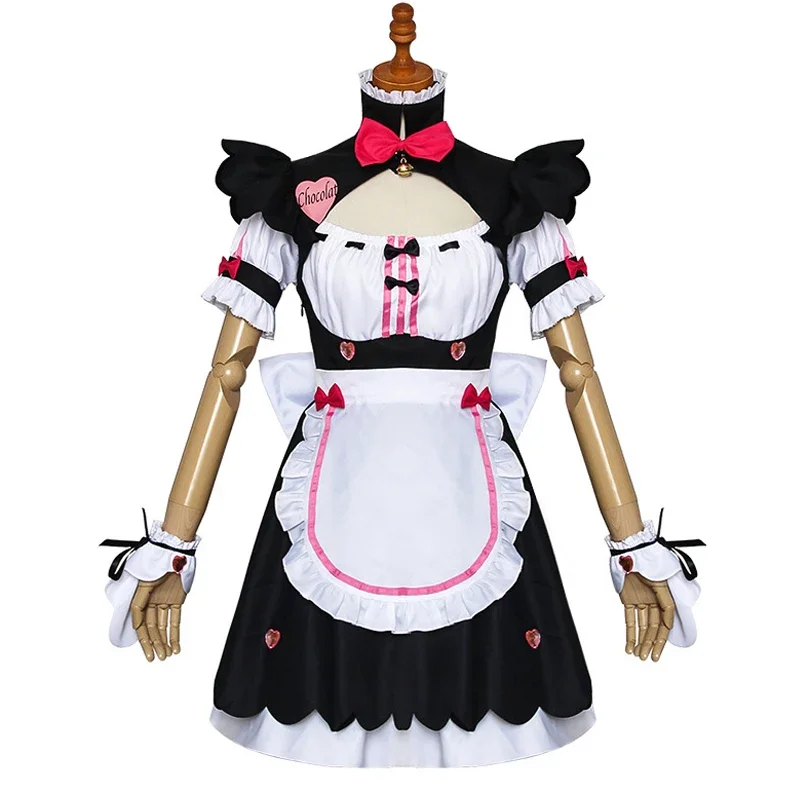 Costume de Cosplay Complet de l'Anime NEKOPARA Chocolat Vanille, Uniforme de Femme de Chambre, Robe Lolita d'Halloween et de Carnaval, Perruque Longue, 73