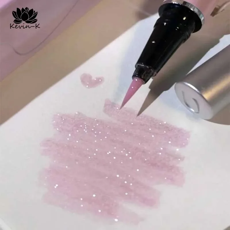 La polvere di diamante schiacciato lucido rosa chiaro illumina l'eyeliner liquido sottile impermeabile a lunga durata senza sbavature