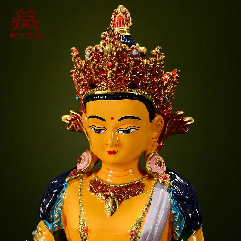 Taiwanese copper-painted and gold-plated Ksitigarbha Bodhisattva bronze statue, Tibetan craft ornament