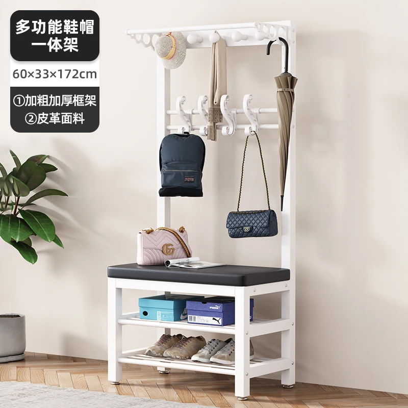 Door Bag Hanging Rack Simple Coat Rack Floor Iron Clothes Rack Door Hanger Shoe Cabinet Home Integrated Shoe Rack