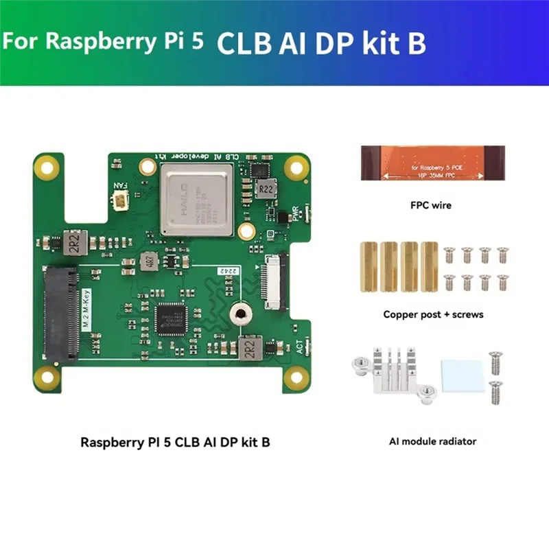 Tahan Lama-untuk Raspberry Pi 5 CLB AI DP Kit untuk Raspberry Pi AI Kit PCIE Ke M.2 Papan Ekspansi Hailo-8 CLB AI Kit Pengembang, untuk Ra