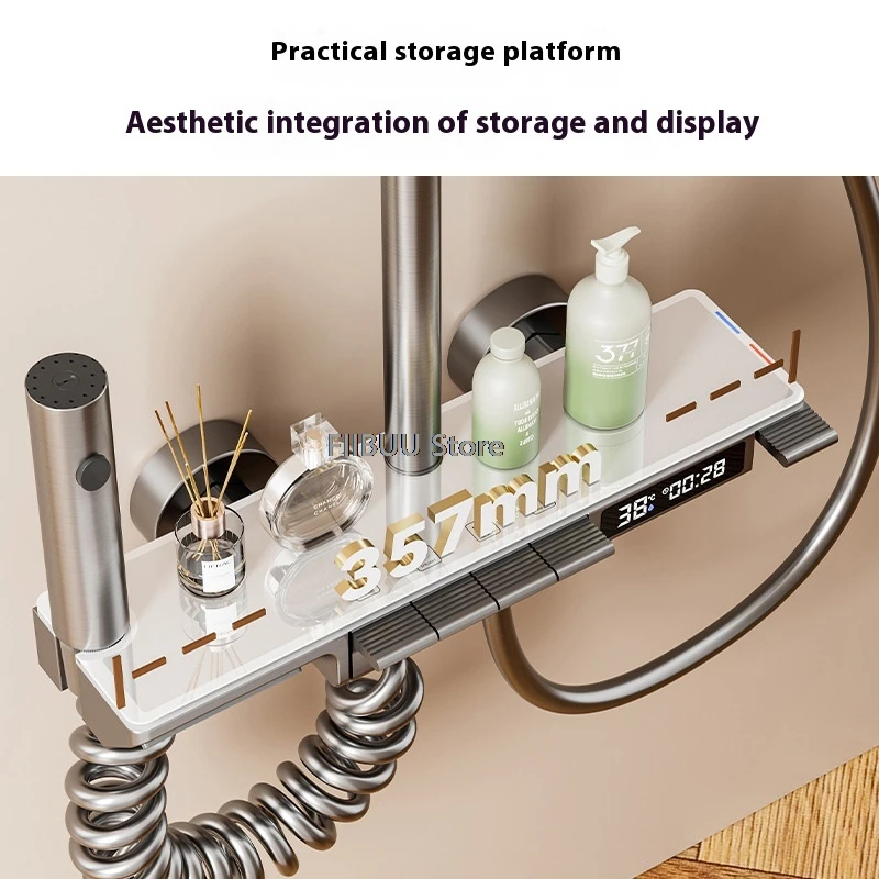 Digital Display Shower System with Spray Gun Modern Cold Hot Household Shower Head Piano Keys Shower Sets Bathroom Accessories