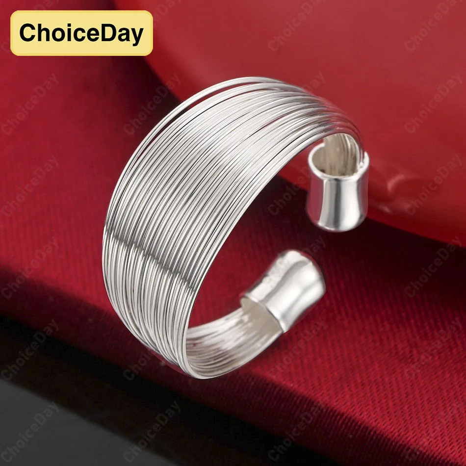 

ChoiceDay стерлингового серебра 925, открытое простое многострочное кольцо, мужские и женские свадебные аксессуары, обручальные украшения