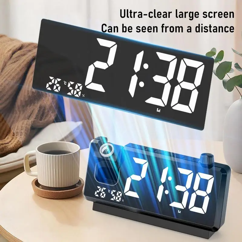 Picture 4: Digital Clock Projector HD LED Display Clock On Ceiling With Temperature Sensor Smart Bedside Alarm Clock 180 Degree Rotatable