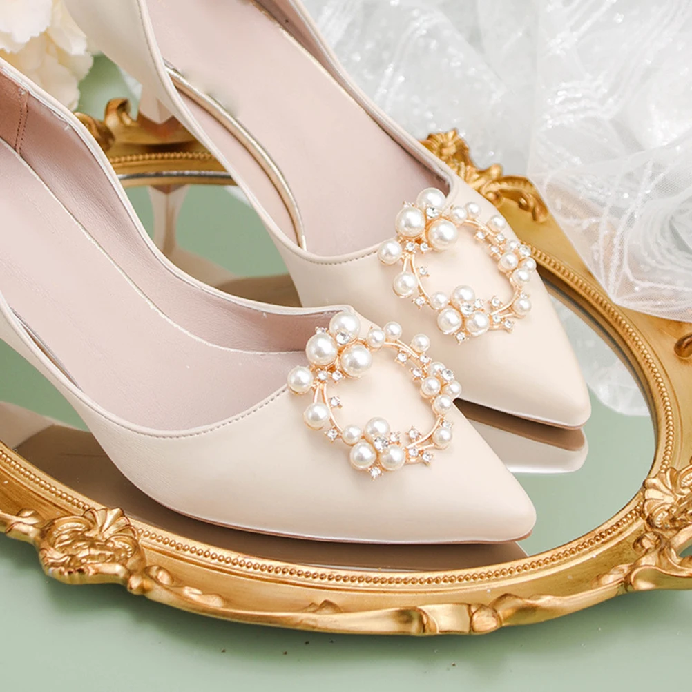 

2 Pcs Decorate High Heels Buckles Women's Shoes Accessories Clips Alloy Crystal Rhinestone