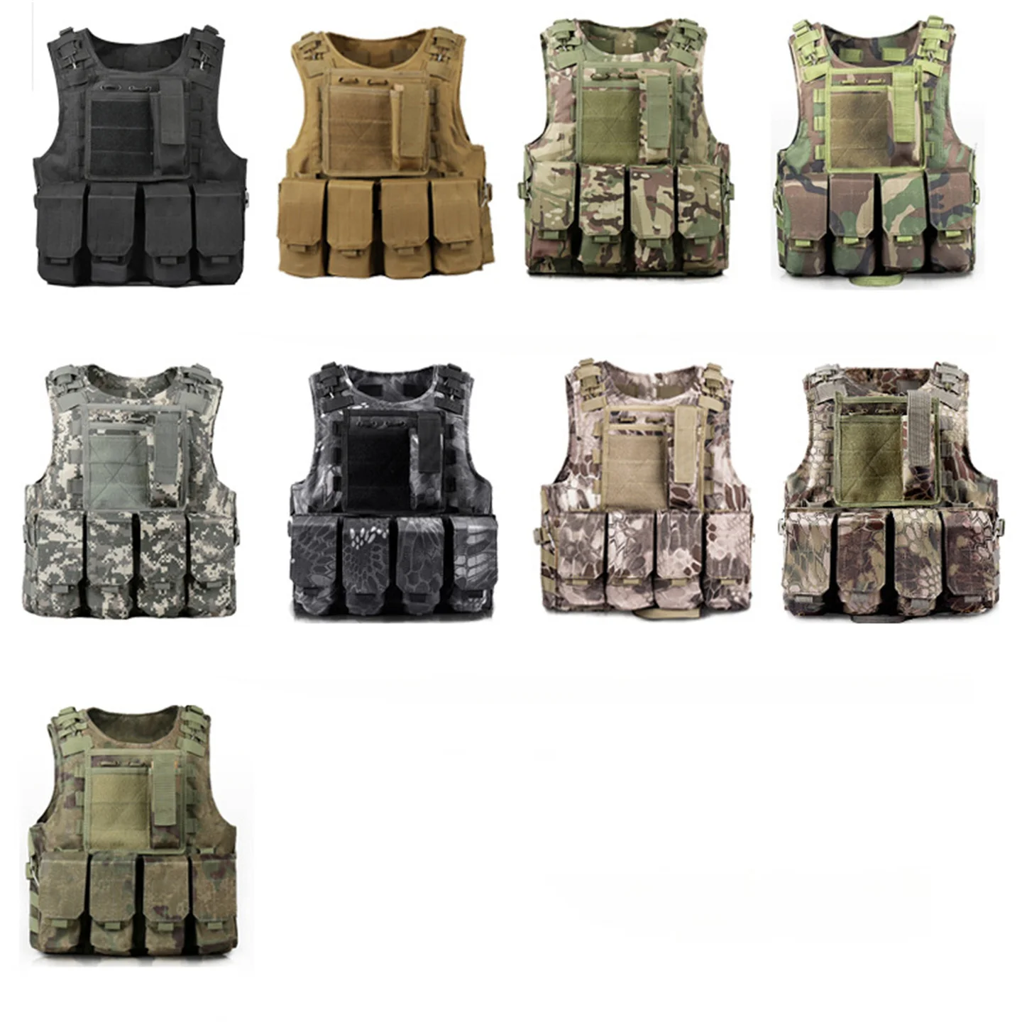 600D Oxford Cloth Tactical Vest Men Multifunctional Outdoor Camouflage Hunting Tank Top Military Combat Training Waistcoat 6094