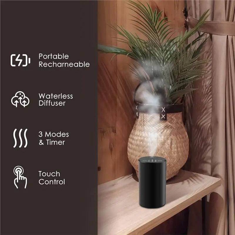 B83B-Waterless Battery Powered Mini Scent Air Machine, Essential Oil Diffuser For Home Room Car Aromatherapy Mist Diffuser